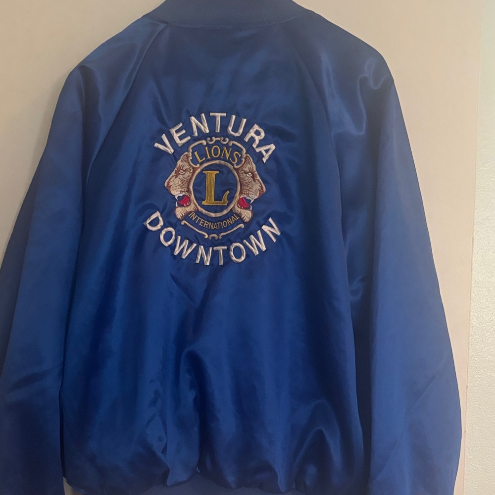 Vintage Lions International Blue Satin Jacket Ventura Downtown - Large